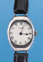 ROLEX Armbanduhr, Schweiz um 1914, 935er Silber, Boden u. Glasr. gedr., Blatt rest., Ankerwerk, 15 St., vern., Schmuckschl., Komp.-Unr., ...