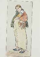 Zille, Heinrich, 1858-1929, Farbradierung, schwangere Frau mit Kind, im Druck sign., rückseitig Nachlaßstempel, num. 11/100, ca. 16,5 x 7,5 ...