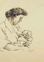 Zille, Heinrich, 1858-1929, Stillende Mutter, Lithographie von 1924, aus der Reihe Komm Kalinken Komm, Auflage 200 Exempl., re. u. ...