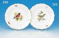 TELLER, MEISSEN, UM 1900/10, 1. WAHL, PORZELLAN, VOGELDEKOR MIT DREI INSEKTEN, GOLDRAND, D. 24 CM