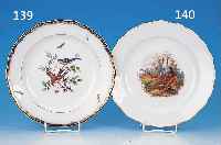 TELLER, MEISSEN, 1924-33, PFEIFFERZEIT, DREI FASANE AUF LICHTUNG, GOLDRAND, PORZELLAN,D. 25 CM