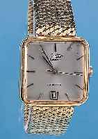 ARCTOS HERRENGOLDBANDUHR MODELL CADOR, REF.-NR. 1325, SCHWEIZ/DEUTSCHLAND UM 1964, GG 585/000, BODEN GEDR., AUTOMATIK M. ZENTRALSEK. U. DATUM, VERS. ...