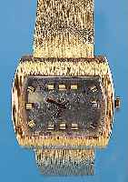 PUW HERRENGOLDBANDUHR, DEUTSCHLAND UM 1968,GG 585/000-GEH. INCL. GG-MILANAISEBAND, AUF- WEND. BLATT M. EXTREM ERH. STD.-ZEICHEN, ZEN- TRALSEK., ...