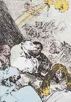 DALI, SALVADOR, RASPUTIN, HELIOGRAVURE NACH GOYAS DESASTRAS DE LA GUERRA, GESTEMPELT SPECIMEN, CA. 18,8 X 12,8 CM, U.GL., R., BL.46