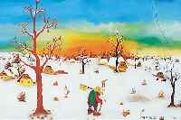 SEPEREC, S., JUGOSLAWISCHER NAIVER KüNSTLER, HINTERGLASMALEREI, WINTERLANDSCHAFT, RE. U. SIGN. UND DAT. 1979, CA. 40 X 58 CM, RECHTS OBEN ...