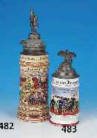RESERVISTENKRUG FüR EINE KANONIER, LOHMANN, OHNE REGIMENTSANGABE, PORZELLAN, BEMALT, UM 1900, H. 22 CM, LITHOPANIE IM BODEN