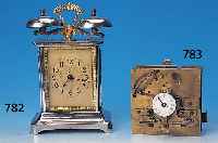 Uhrwerk einer Bilderuhr, Frankreich, um 1850, mass. Messingplatinenwerk, verti- kaler mass. Hakengang, Fadenaufhängung des Pendels, ...