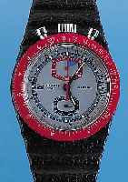 TISSOT Armbandchronograph Sideral, Schweiz um 1969, Orig.-Zustand, im Fiberglasgeh., Lederband im Boden integriert, Pultform, für Sportzwecke ...