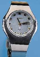 CITIZEN HERRENARMBANDUHR, REF.-NR. 61-9477, JAPAN UM 1976, EDELST., BODEN GESCHR., BEI FERTIGST. WASSERGESCH., AUTOMATIK M. ZENTRAL- SEK., TAG U. ...
