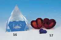 Aufsteller und Anh„nger, Lalique, rotes bzw. blaues Glas, Herzform, H. ca. 5 bzw. 3 cm, unsigniert