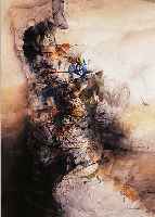 BRANDSTäTTER, KARL, BLAUE ECKE, GOUACHE AUF PAPIER, RE. U. BETITELT, HANDSIGN. UND DAT. 1984, CA. 76 X 57 CM