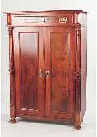 Vertiko, Gründerzeit, um 1890, Nußbaumfurnier, Vollsäulendekor, Wurzelnuß- füllungen , kassettiert, mit Jugendstilbe- ...