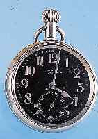ELECTA Militärtaschenuhr Mark V, Schweiz/ England um 1940, Nickel, Boden m. Registratur-grav. für die brit. Armee, schw. Kontrastzif- ferbl., ...