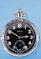 JAEGER LE COULTRE B-Uhr, Ref.-Nr. 109108, Schweiz um 1940, Metall verchr., Boden u. Glasr. gedr., nachverchr., für die britische Armee, so ...