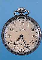 JUNGHANS Herrentaschenuhr Lepine, Deutsch- land um 1935, brün. Stahlgeh., Leuchtfarbe aufStd.-Zeichen u. Orig.-Zeigern brüch., Unr.- Stop bei ...