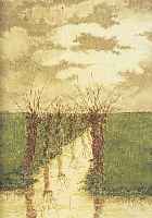 Hartog, Jacques, 1895-1942, Weiden im Mondlicht, Öl/Holz, re. u. sign., ca. 18 x 12 cm, R.