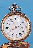 HAHN HERRENTASCHENUHR SAVONETTE, REF.-NR. 12313, SCHWEIZ/DEUTSCHLAND UM 1905, RG 585/000BEIDE SCHALEN STRAHLENFöRMIG BLüTENDEKOR, MONO-GR. AS ...