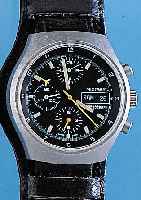 ARCTOS Militärchronograph, Schweiz um 1975, Edelst. matt., Boden u. Krone geschr., bei Fertigst. wassergesch., auf Boden Registratur-grav. ...