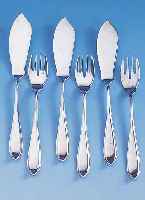 12-teiliges Fischbesteck, Niederlande um 1900, Silber, schlichtes Dekor, best. aus 6 Gabeln und 6 Gabeln, zus. ca. 555 g