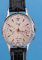STRELA Armbandchronograph, Sowietunion um 1955, Edelst., Boden u. Glasr. gedr., Orig.- Blatt, 45-Min.-Stopzähler, selten gute Erh., 19 St., ...