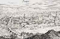 Konvolut von 2 Blatt Kupferstichen Füssen und Umgebung, 1) Kupferstich mit Merian ca. 1650GA Füssen tadelloses Exemplar ohne sichtbaren Mittelbug, ...