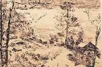 CORINTH, LOVIS, LITHOGRAPHIE, WALCHENSEE, SIGNIERT, 32 X 42 CM