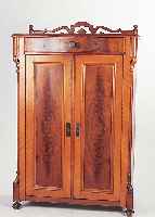 Vertiko, Louis-Philippe um 1860, Mahagonifurnier, Galeriebefestigungen z.T. fehlen, dekorativ, l. Altersspuren, 143 x 93 x 41 cm