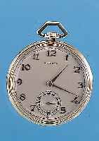 HAMILTON OFFENE HERRENTASCHENUHR, 14 KT GG- GEH., VERS. BLATT M. AUFGEL. GOLDSTD.-ZEICH., GOLDZEIGER, GOLDCUV., FEINES ANKERWERK UNTER ...