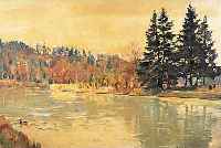 SCHULZ-STRADTMANN, MüNCHEN, FLUßLANDSCHAFT, ÖL/LWD., SIGNIERT, 50 X 75 CM