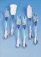 12 Fisch-Vorspeisegabeln, 1 Fischheber und 1 Fischmesser, deutsch Bruckmann Heilbronn,800er Silber, Barockstil, total ca. 390 g, passend zu ...