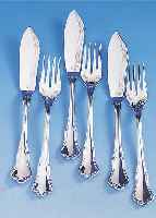 6 Fischgabeln und 6 Fischmesser, 800er Silber, Bruckmann Heilbronn, Barockstil, total ca. 620 g, passend zu Kat.-Nr. 03-04050