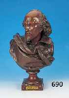 BRONZESKULPTUR, CARRIERE-BELLEUSE, PARIS, UM 1900, BüSTE VON SHAKESPEARE, MIT GIEßER- STEMPEL TITRES PARIS, 58 X 37 CM