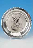BUFFET, BERNARD, SAMMELTELLER, LE MEDAILLIER PARIS, 1973, STERLING-SILBER, GAZELLE, D. 20 CM