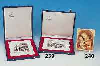 VIER WANDPLAKETTEN, MEISSEN, PORZELLAN LIEBESPAAR NACH LUDWIG RICHTER, 1979/80, KINDER IM SCHNEE; MARKTFRAU; MUSIZIERENDE KINDER, CA. ...