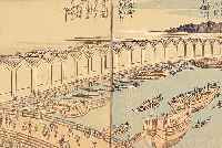 SERIE AUS 12 MEIST DOPPELBLATTGROßEN FARB- HOLZSCHNITTEN, ANDO HIROSHIGE, UM 1835, ILLUSTRATIONEN ZU DEN SEHENSWÜRDIGKEITEN VON EDO, JE CA. 16 X ...