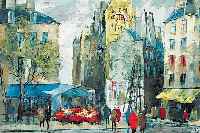 Mutti, Robert, wohl franz. Künstler Mitte 20.Jh., Parisansicht, betitelt: Quai Rive Gauche, Rue de Petit Point. und Ortsbez.:ParisÖl/Lwd., ...