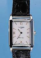 THEOREIN HERRENARMBANDUHR, AUTOMATIK, REF.-NR. 1445R, SCHWEIZ 1999, EDELSTAHL POL., ORIG.-REPTILBD. M. EDELST.- FALTSCHL., ...
