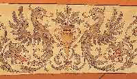 FRANZOSISCHE WAPPEN,CA 207 X 103 CM. EHZ 4 (MIT KL LöCHER).UM 1890.RüCKSEITIG BESTIKT.