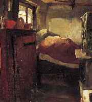UNBEK. KüNSTLER, 19.JH., WOHL NORDDEUTSCH, BAUERNSTUBENINTERIEUR. ÖL/LWD./HARTFASER, UN- SIGN., 32 X 40 CM, R.