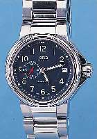 ORIS HERRENARMBANDUHR AUTOMATIK, REF.-NR. 6496, SCHWEIZ UM 1999, EDELST. TEILW. POL., TEILW. MATT., BEIDS. SAPHIRVERGL., BODEN U. KRONE ...