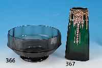 SCHALE, MOSER KARLSBAD, 30ER JAHRE, RAUCHGLAS VIELFACH FACETTIERT, AM BODEN RESTE EINES ALTEN ETIKETTS, H. CA. 12.5 CM, D. CA. 23 CM