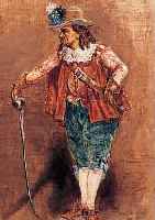 LEMON, ARTHUR, 1850 ISLE OF MAN-1912 LONDON, SCHAUSPIELER IM MUSKETIER-KOSTüM, ÖL/LWD, RE. U. SIGN., CA. 25 X 15 CM, R.
