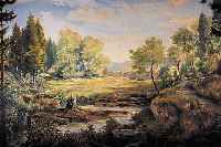 HAKAST, O.ä., DEUTSCHER MALER, FRüHES 20. JH., HüGELIGE LANDSCHAFT MIT WEIHER UND WALD- RAND, ÖL/HARTFASER, RE. U. SIGN., CA. 88 X 120 CM, ...