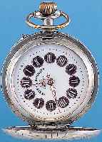 SYSTEM ROSSKOPF HERRENTASCHENUHR SAVONETTE, REF.-NR. 4430, SCHWEIZ UM 1920, SILBER, RUND- UMGRAV., AUF SPRUNGDECKEL DARST. EINES TIGERS,RüCKS. ...