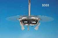 LAMPE, ART-DEKO, CHROM, SCHIRM AUS GLAS, SATINIERT, H. CA. 52 CM, FU. NICHT GEPR.