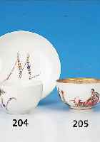 TASSE, OHNE UNTERTASSE, MEISSEN, UM 1750, PORZELLAN, UMLAUFEND MIT DREI FIGURENSZENEN BEMALT, GOLDRAND, L. REST., H. 4.5 CM
