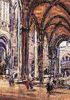 HAMEL, OTTO, 1866 ERFURT - 1950 LOHR/HANNOVER, KIRCHENINTERIEUR, STRAßBURGER MüNSTER, ÖL/ MALKARTON, SIGNIERT, RüCKSEITIG MIT WIDMUNG UND ...