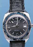 GLASHÜTTE HERRENARMBANDUHR WELTZEIT, REF.- NR. 457626, DEUTSCHLAND UM 1972, METALL HART- VERCHR., EDELST.-BODEN GEDR., LüNETTE M. ...