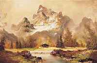 Unbekannter Künstler, deutsch, Mitte 20. Jh., Alpenlandschaft, Öl/Lwd., unleserlich sign.,60 x 80 cm, Rahmen