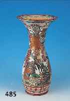 VASE, JAPAN, UM 1890, PORZELLAN, REICH BUNT BEMALT MIT HAHN, SAMURAI IN LANDSCHAFT, KIRSCHBLüTEN ETC., H. CA. 45 CM, AM BODEN SIGNIERT